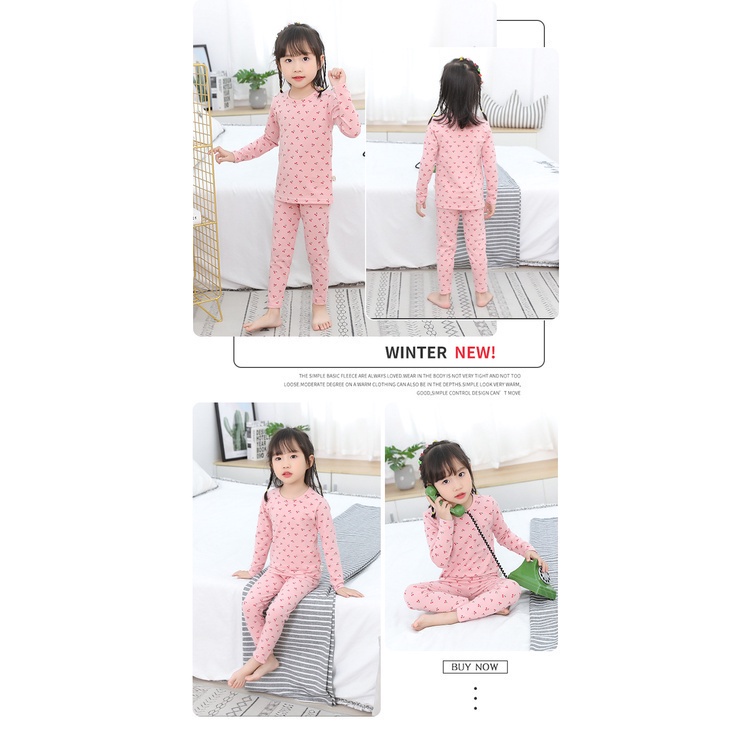 Bộ đồ ngủ cotton 95-155cm giữ ấm in họa tiết phong cách Hàn Quốc cho bé