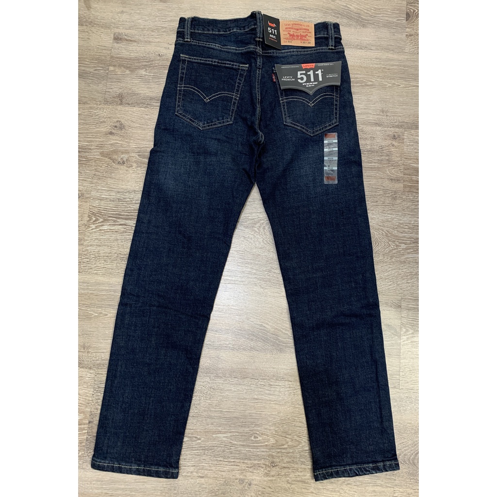 Quần jean nam ống đứng le511 vải co giãn dáng slimfit suông cao cấp