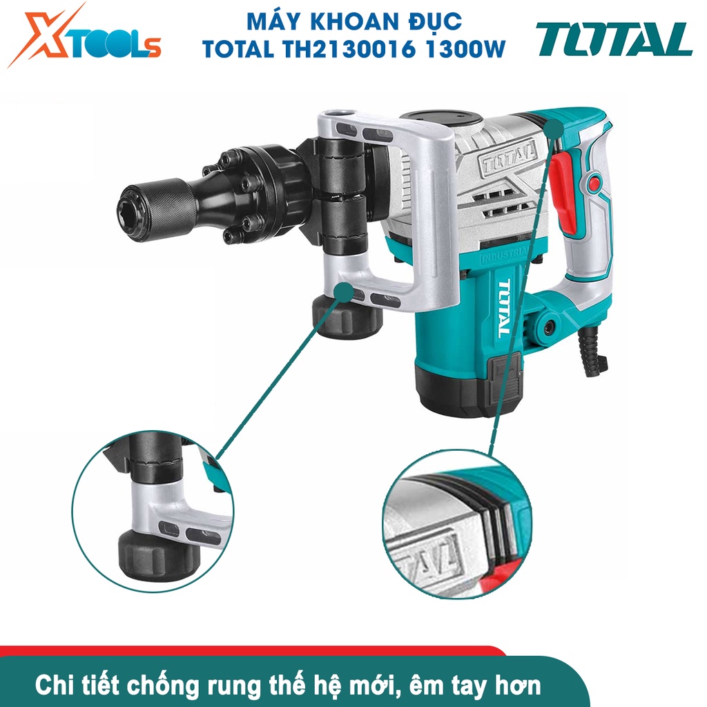 Máy đục bê tông TOTAL TH2130016 | máy khoan đục công suất 1300W, tốc độ đập 3800 bpm, lực đập 20J - CHÍNH HÃNG- XTOOLS