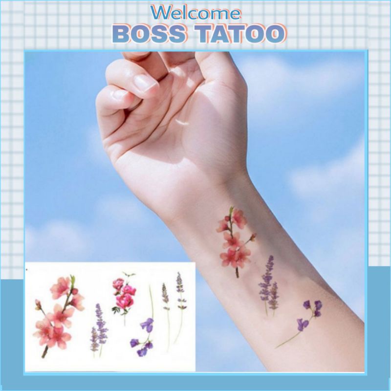 Hình xăm dán hoa mini đẹp x486.Xăm dán tatoo mini tạm thời, size &lt;10x6cm