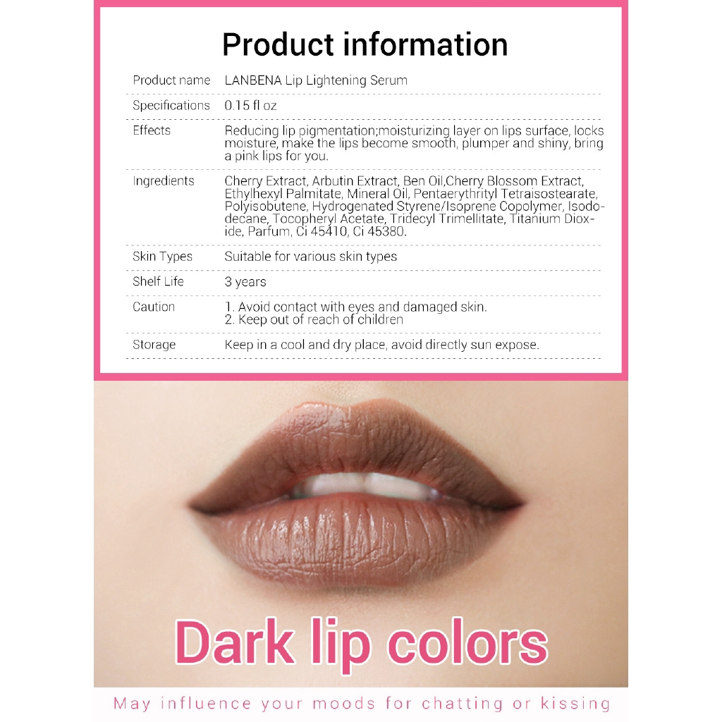 Tinh chất LANBENA dạng lỏng làm sáng và hồng da môi giảm sắc tố dưỡng ẩm 0.15 fl oz | BigBuy360 - bigbuy360.vn