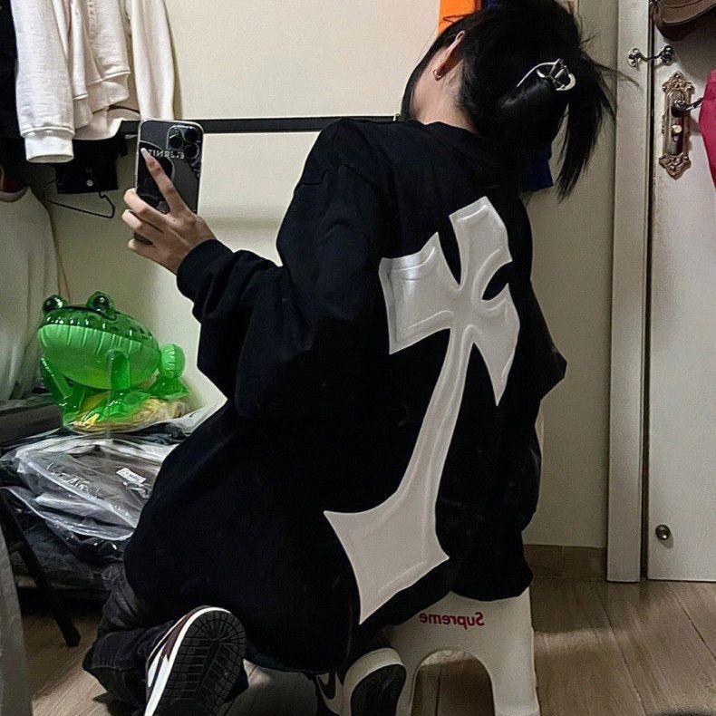 Áo Thun Nữ Tay Dài Dáng Rộng Phong Cách Hip Hop Cá Tính