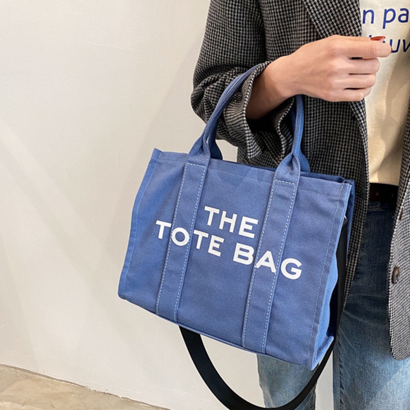 Túi Xách Đeo Vai Vải Canvas In Chữ Đơn Giản Thời Trang Dành Cho Nữ