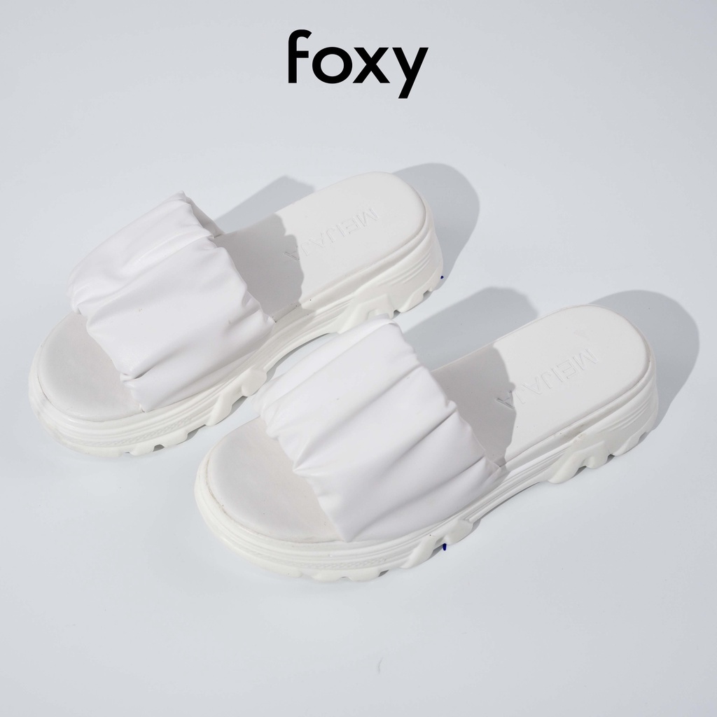 Dép Nữ Quai Ngang Da Nhún Phong Cách Ulzzang Hai Màu Đen Trắng Basic Foxy - FOM017