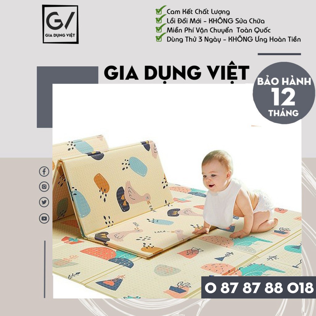 Thảm Xốp XPE - Chiếu Xốp Cho Bé Tấm Lót Trải Sàn 2 Mặt Phủ Silicone Chống Thấm, Chống Trơn Trượt 1M8x2M