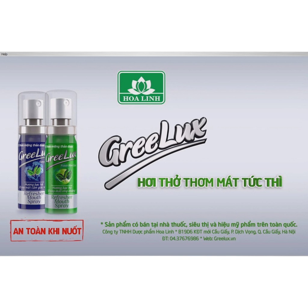 Xịt Thơm Miệng Hương Bạc Hà Vị Cay Mát Nhẹ Nhàng,Cay Mát Cảm Giác Mạnh GreeLux 12ml