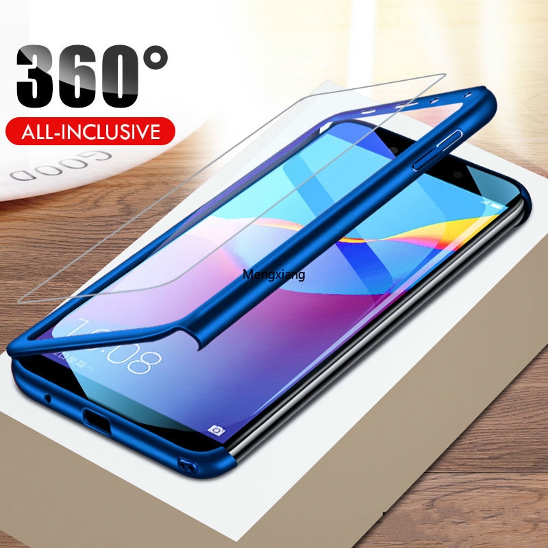 Ốp điện thoại cứng với kính cường lực bảo vệ 360 độ cho Huawei Honor 8 Lite 8X Max