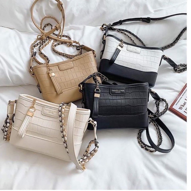 [Mã WASKT304 giảm 15% tối đa 30K đơn 99K] Túi xách đẹp dễ thương CROSSBODY DA VÂN MIX DÂY Túi xách nữ túi xách đi tiệc