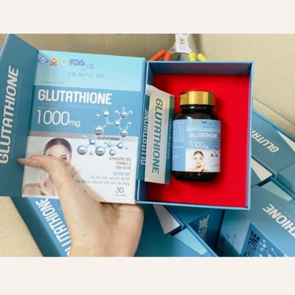 Viên Uông GLUTATHIONE 1000mg viên uống trắng da giảm nám mờ nhăn chống lão hoá