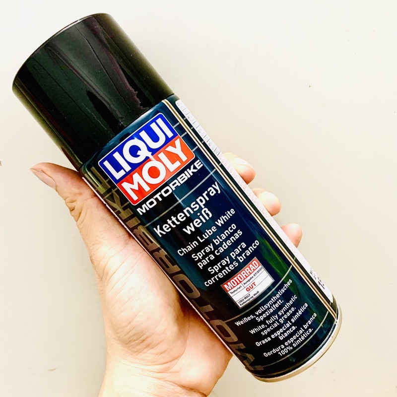 Combo Dưỡng Sên Dạng Sáp Không Văng Liqui Moly Motorbike Kettenspray - Chain Lube White - 1591 400ML Kèm Bàn Chải 3D