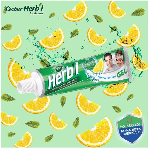 Kem đánh răng Dabur Herb’l Green Gel Toothpaste – Intense Fresh Breath giúp Hơi thở thơm mát 80g