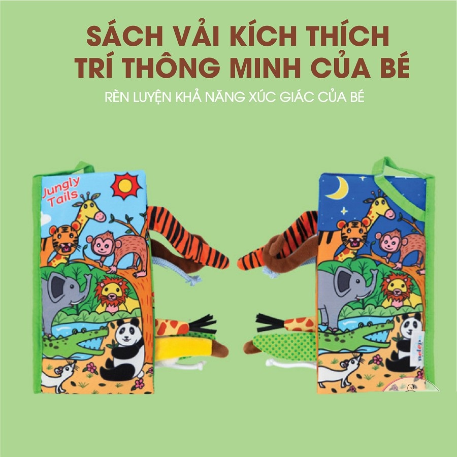 Sách Vải Đoán Đuôi PiPo Việt Nam An Toàn Cho Bé Từ 6 Tháng Tuổi, Giúp Phát Triển Trí Tuệ, Nhận Biết Các Loài Động Vật