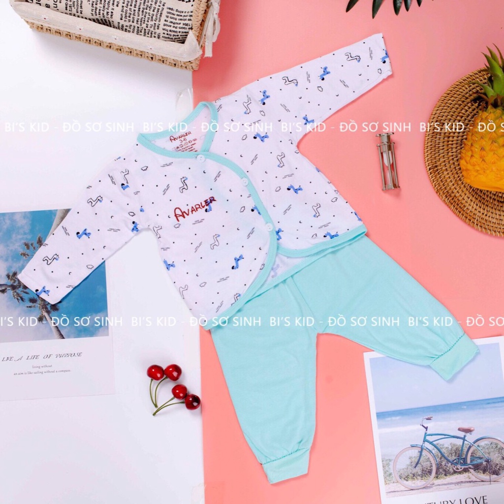 Quần áo sơ sinh dài tay chất thun lạnh Aveslew 3-8kg