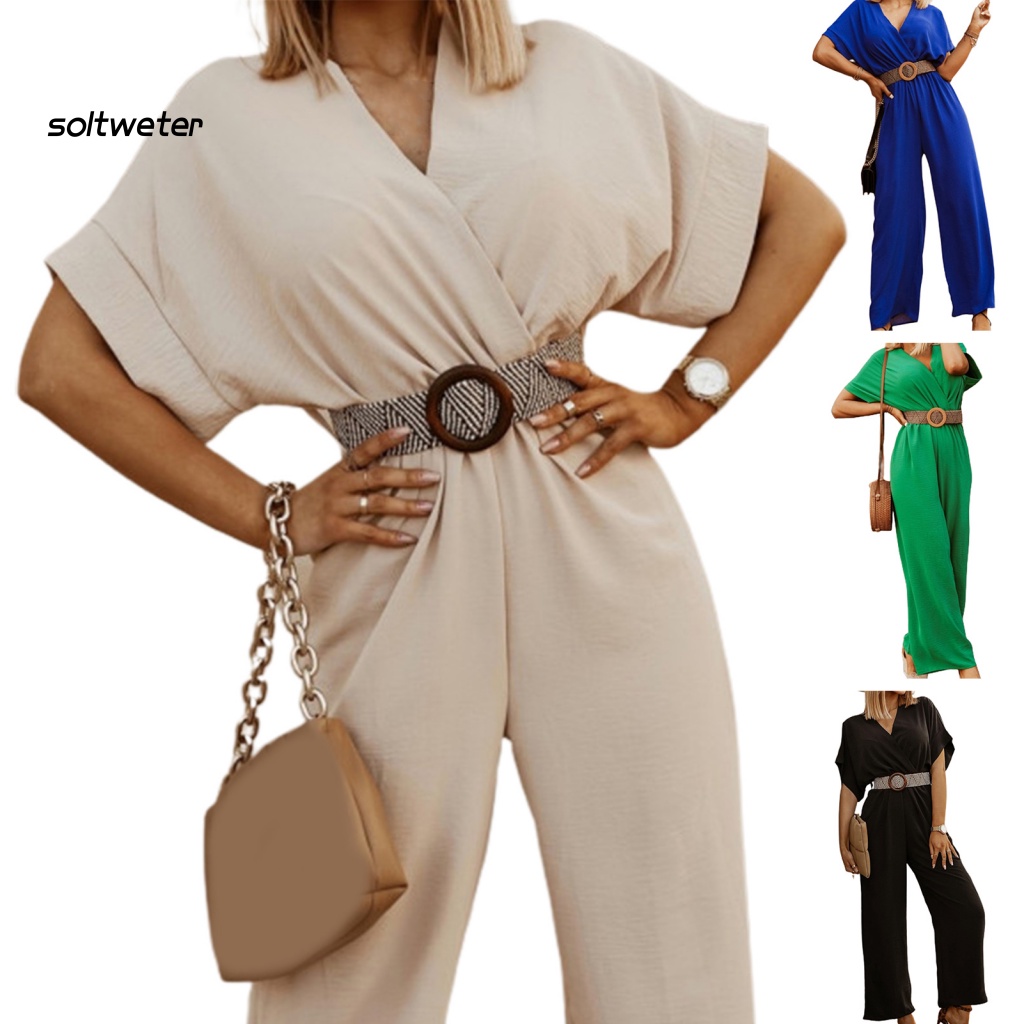 Bộ Áo Liền Quần Cổ Chữ V Khoét Sâu Xếp Ly Đáy Sâu Quyến Rũ Cho Nữ