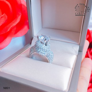 Nhẫn bạc nữ đính đá xoắn bền màu thiết kế cao cấp Orin N801