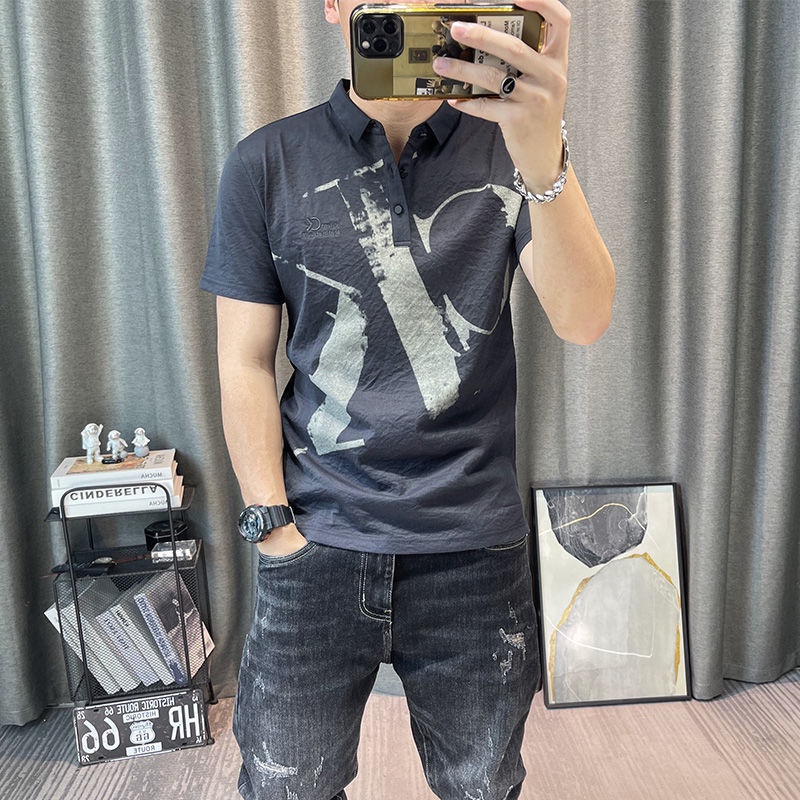 Áo Thun Polo Ngắn Tay Vải Lanh Cotton Ôm Dáng Thiết Kế Trẻ Trung Cho Nam