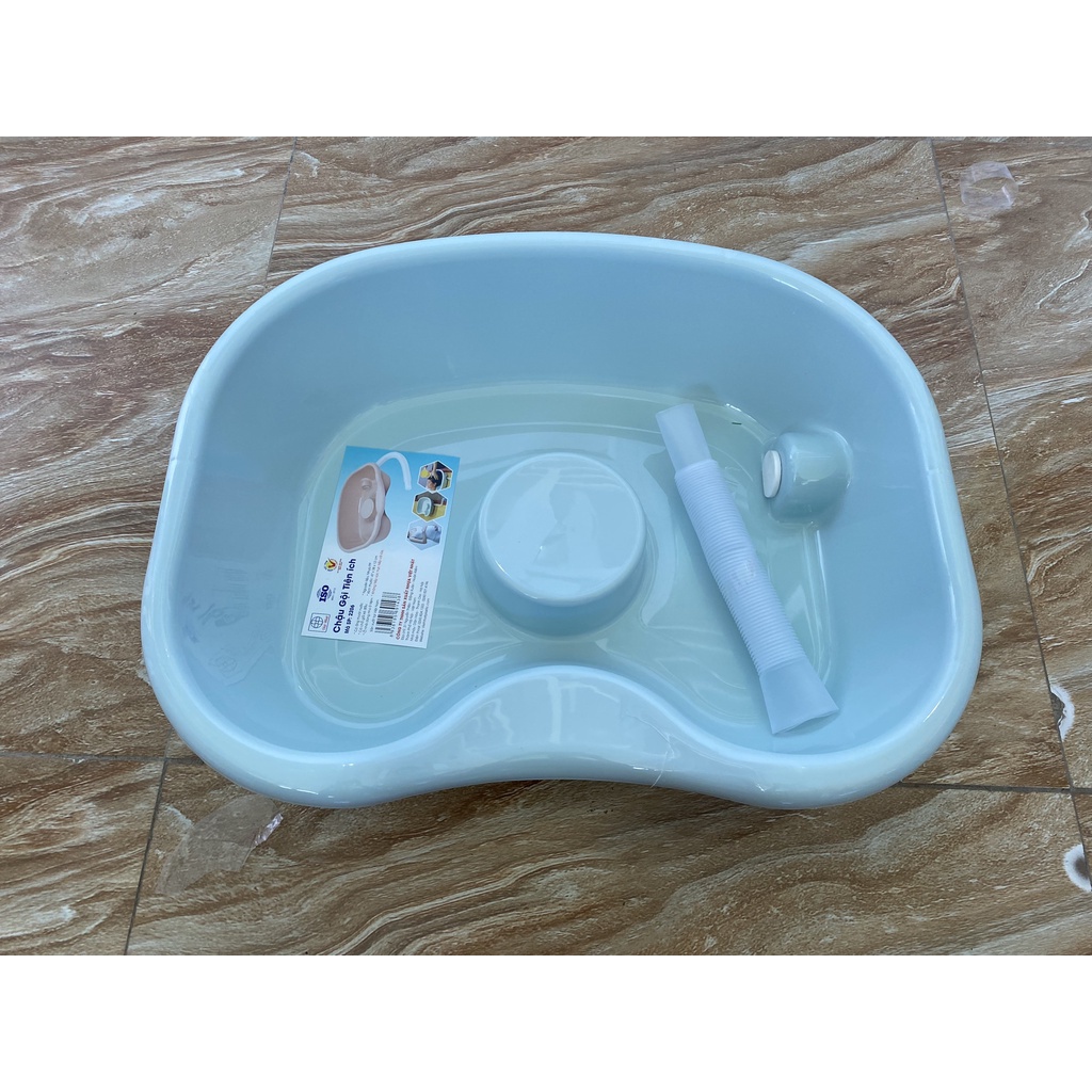 Chậu gội đầu tiện ích tại giường,tại nhà dùng cho người già,trẻ em,bà bầu chất liệu nhựa Việt Nhật có ống thoát nước