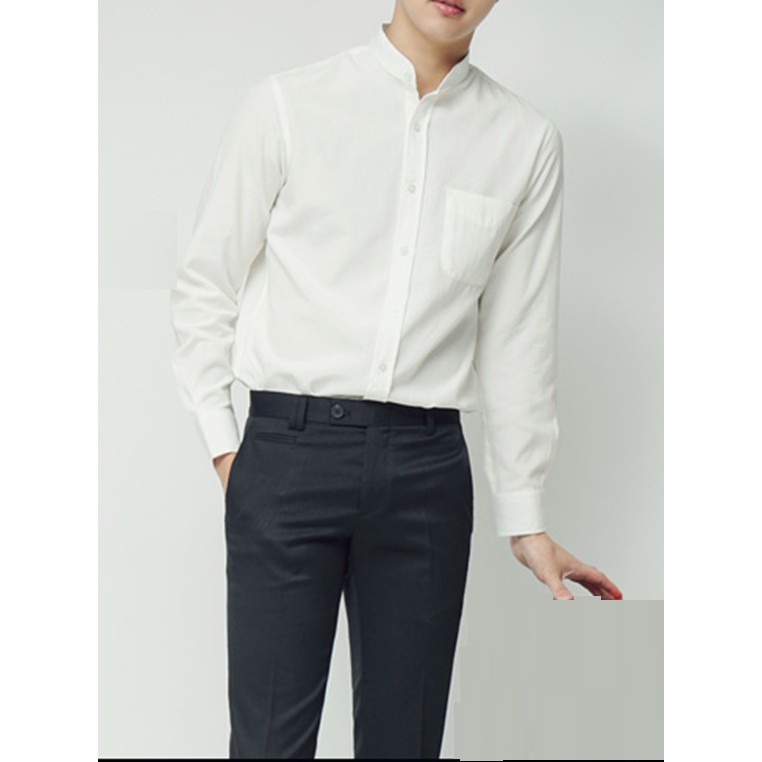 Áo sơ mi nam dài tay cổ trụ