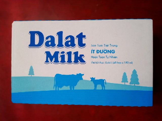 1 thùng sữa tươi ít đường 180ml của đà lạt milk