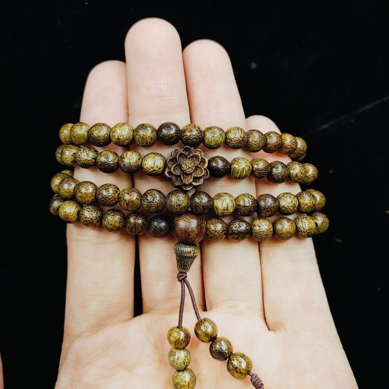 FULL BOX Vòng Tay Trầm Hương Mix Sen 108 Hạt Chuỗi Trầm Hương Cao Cấp Dây Chuyền Phật Tử