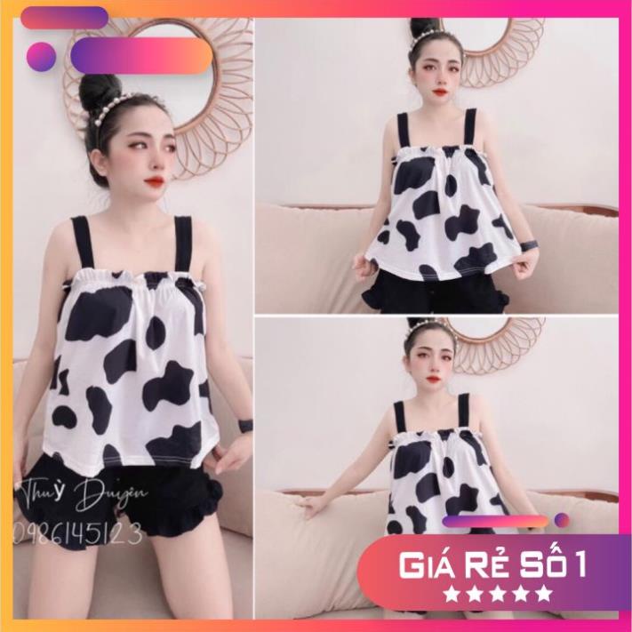 [SIÊU HOT] Bộ Ngủ Hai Dây Đốm Bò Sữa Mẫu Hot 2021 Moonstore