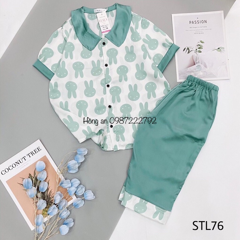 Bộ Lụa Lửng💛Bộ Pijama lụa quần ngố cao cấp đủ size cổ sen hoạ tiết kute (SIÊU MÁT MỊN)(ẢNH VIDEO THẬT) | BigBuy360 - bigbuy360.vn