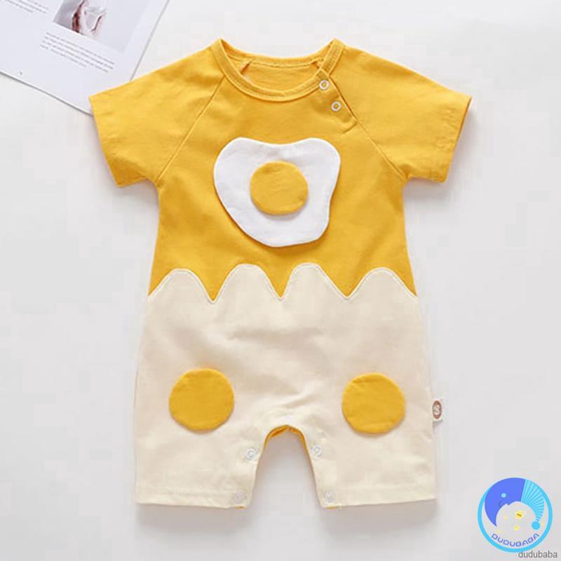 Áo Liền Quần Ngắn Tay In Hình Quả Trứng Đáng Yêu Cho Bé