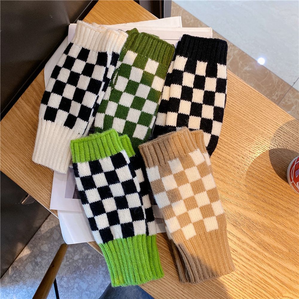 Găng tay hở ngón dệt kim mềm dày co giãn thoáng khí nhiều màu phong cách thu đông cho nam và nữ