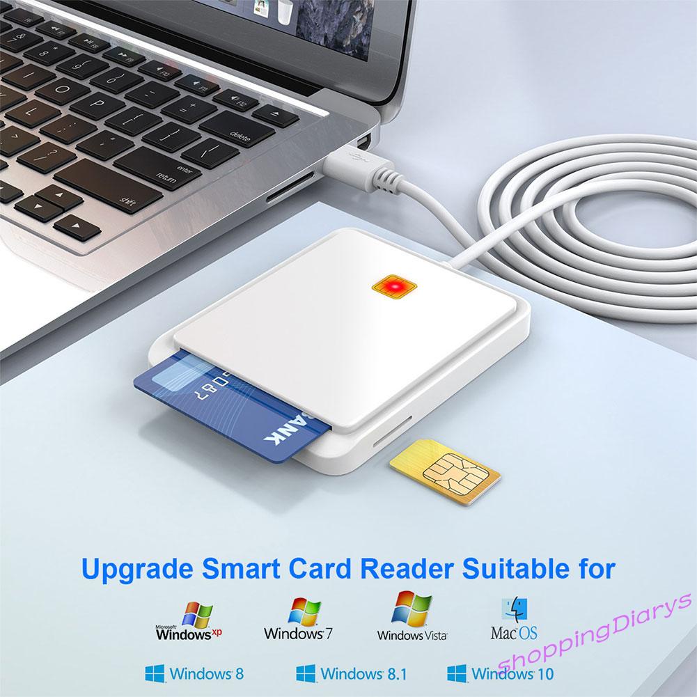 ✤Sh✤ USB 2.0 Smart Card Reader for CAC IC ID Bank SIM Card Windows 7 8 10 Vista