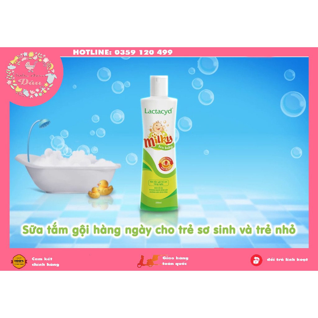 SỮA TẮM LACTACYD MILKY CHO TRẺ EM CHỐNG RÔM SẢY - CHAI 250ML