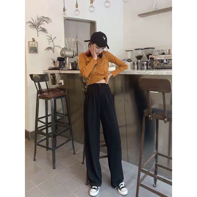 Quần ống rộng culottes dáng dài lưng thon 100cm siêu Hot phong cách Hàn Quốc