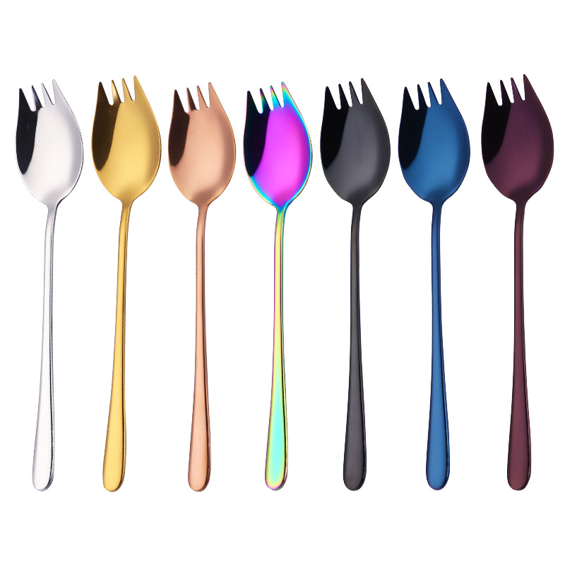 Bộ Muỗng Nĩa Ăn Salad Bằng Thép Không Gỉ 304 Nhiều Màu Sắc