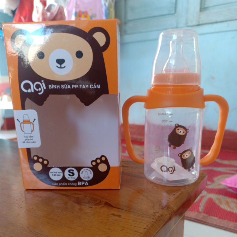 Bình sữa AGI Cổ Hẹp Có Van Chống Sặc Hàn Quốc Cho Bé  - 60ml/140ml/250ml - Xuất Xứ Hàn Quốc