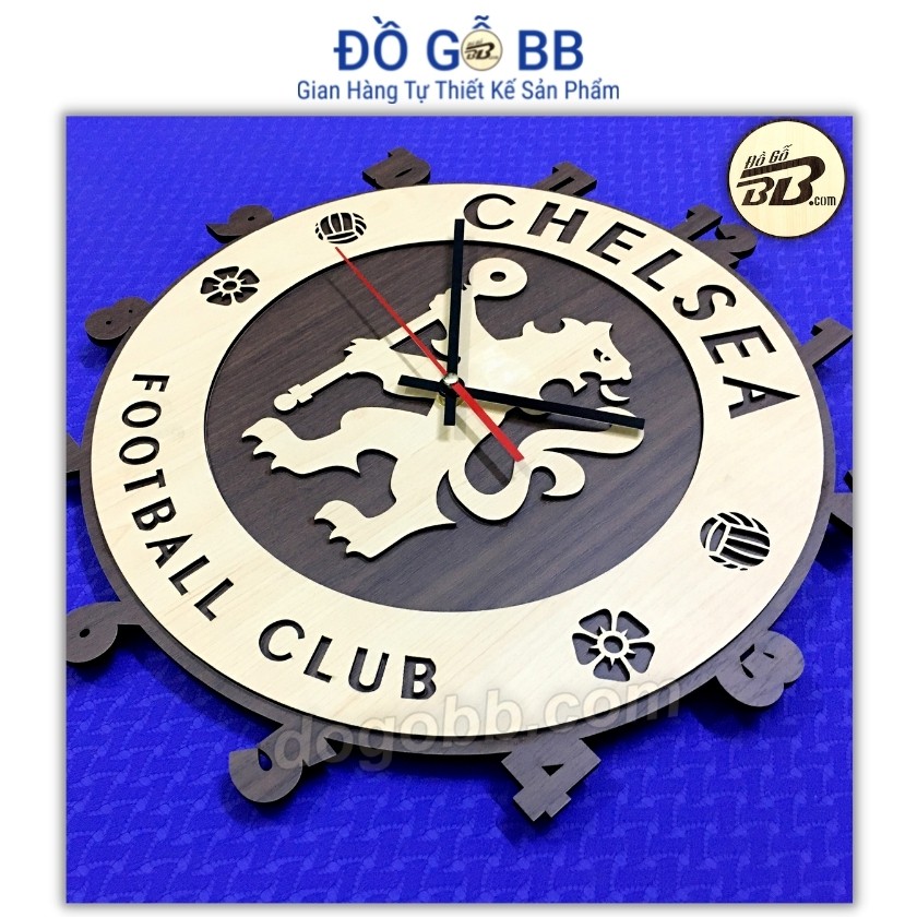 Đồng Hồ Bóng Đá Logo Chelsea (Đồng Hồ Chelsea) Bằng Gỗ Treo Tường Bền Rẻ Đẹp - Đồ Gỗ BB