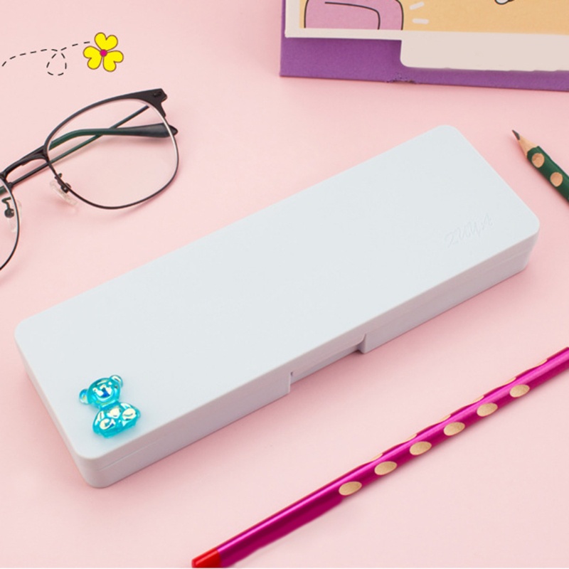 Hộp Đựng Bút Hình Chữ Nhật Chống Nước Màu Sắc Kẹo Ngọt Họa Tiết Gấu 3D Xinh Xắn
