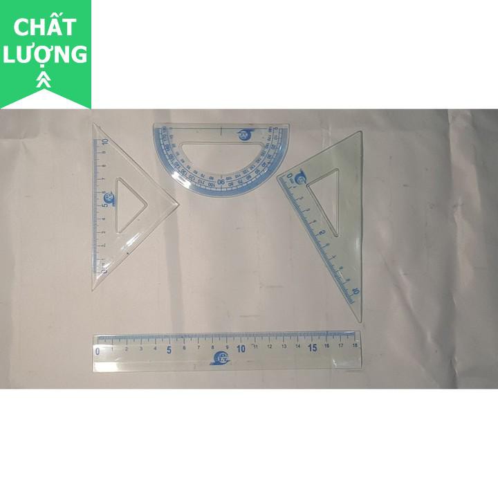 BỘ 4 THƯỚC EKE, THƯỚC KẺ, THƯỚC ĐO ĐỘ