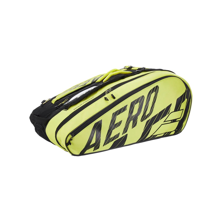 Túi đựng vợt tennis Babolat Pure Aero 12 Pack Bag Black/Yellow mẫu mới có 3 ngăn đựng tối đa 12 vợt
