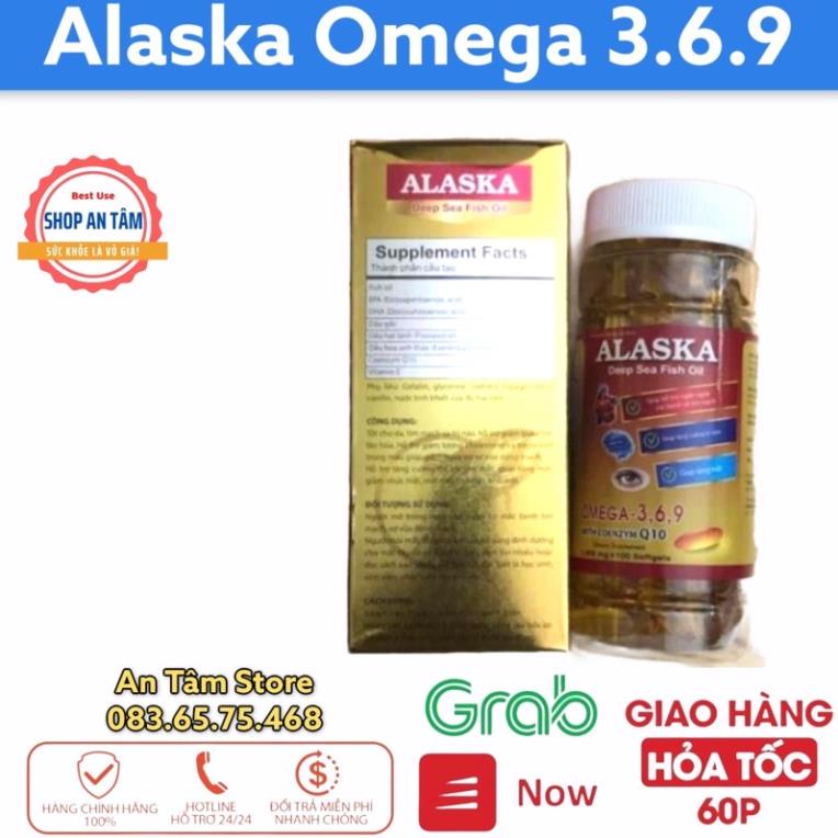 Dầu Cá Alaska Omega 3.6.9  Hộp 100 viên  Bổ Não, Tăng Cường Thị Lực, Giảm Nguy Cơ Mắc Bệnh Tim Mạch