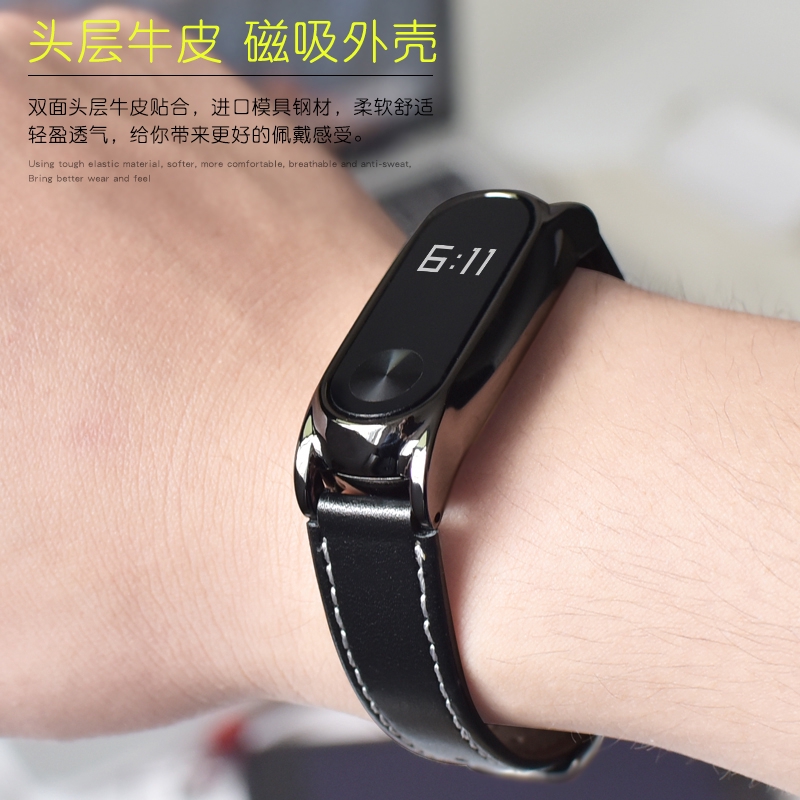 Dây đeo tay thay thế bằng da chống thấm nước cho xiaomi mi band 3