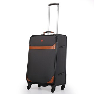 Vali vải du lịch phối da SAKOS HEMERA 4.5 (Size Cabin/ 4.5 Tấc/ TSA/ Đen trắng phối nâu)(Free Ship)