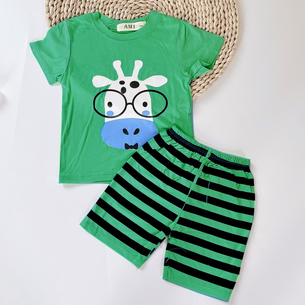 Đồ bộ quần áo cộc tay cho bé trai và bé gái chất thun lạnh AM666
