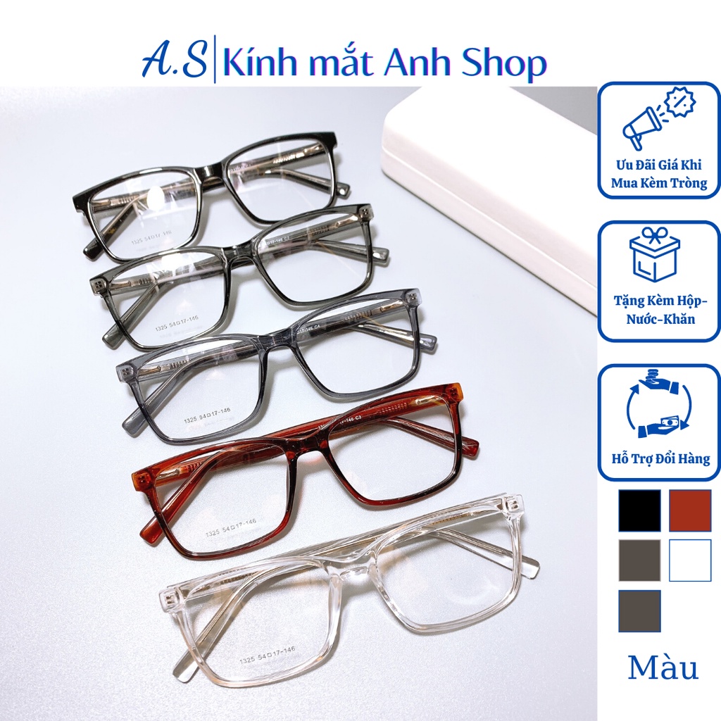 Gọng kính vuông nhựa dẻo lõi kim loại chất liệu dẻo cứng cáp bền đẹp 1325