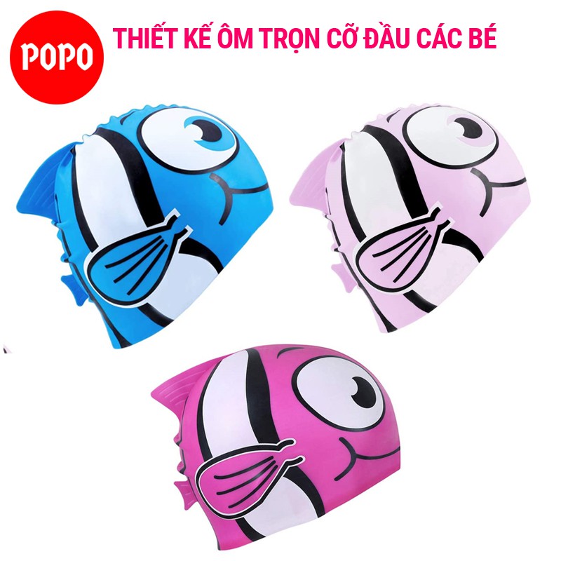 Mũ bơi trẻ em nón bơi cho bé hình cá POPO 1196,1197 phù hợp cho bé trai bé gái trên 3 tuổi