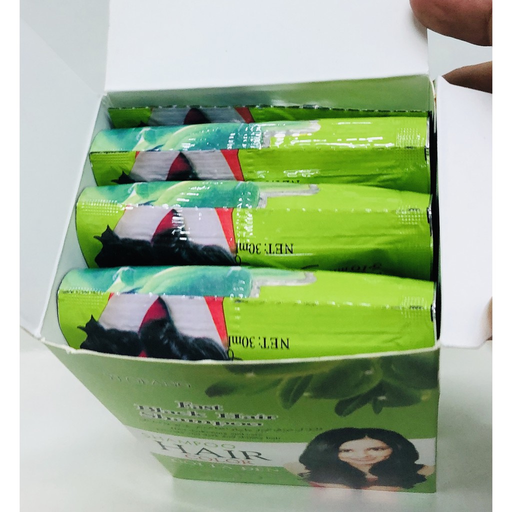 DẦU GỘI LÀ ĐEN OLIVE XANH SAMPOO HAIR COLOR {hộp 10 gói}