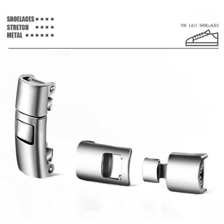 Khóa Dây Giày Kim Loại, Khóa cài thông minh Không Cần Buộc Thời Trang Cho Nam/nữ
