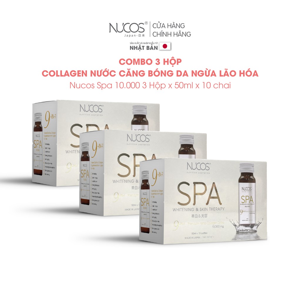 Combo 3 hộp Collagen chống lão hoá căng bóng da Nucos Spa 10000 50ml x 30 chai | Thế Giới Skin Care