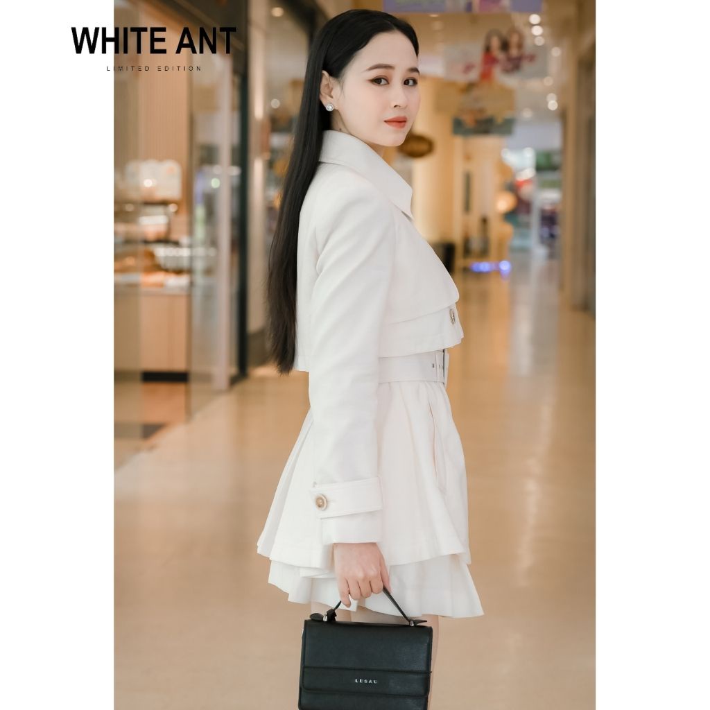 Áo Khoác Blazer Công Sở Nữ WHITE ANT OPAL SHORT JACKET Cổ Bẻ Kèm Đai Eo Điệu Đà, C