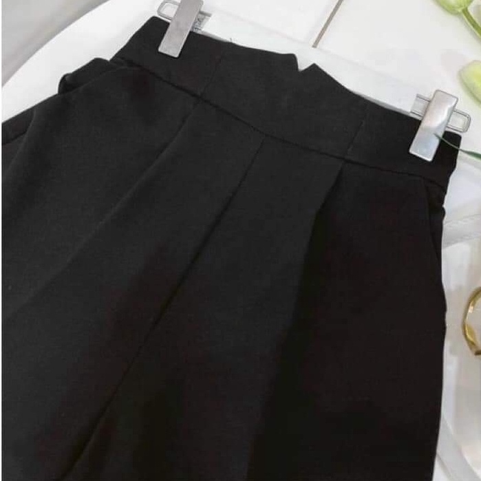 Quần tây đen nữ lưng cao cạp V dáng dài baggy khóa sau ống đứng mẫu mới hot Quần tây nữ đi học tuyết mưa vải màu đen mềm