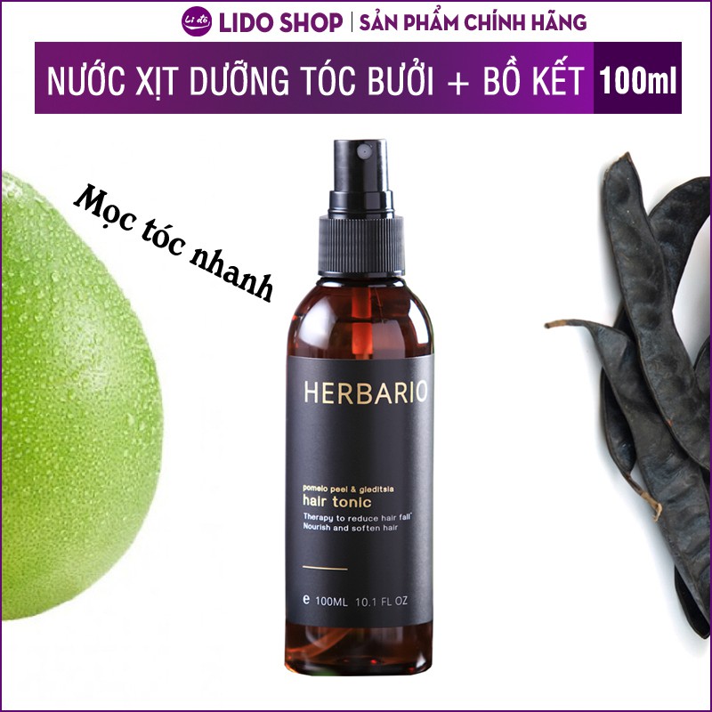 Nước xịt dưỡng tóc vỏ bưởi và bồ kết Herbario 100ml (pomelo peel & gleditsia)