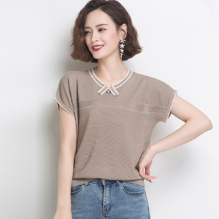 Áo Thun Nữ Ngắn Tay Cổ Tròn Thời Trang Hàn | BigBuy360 - bigbuy360.vn